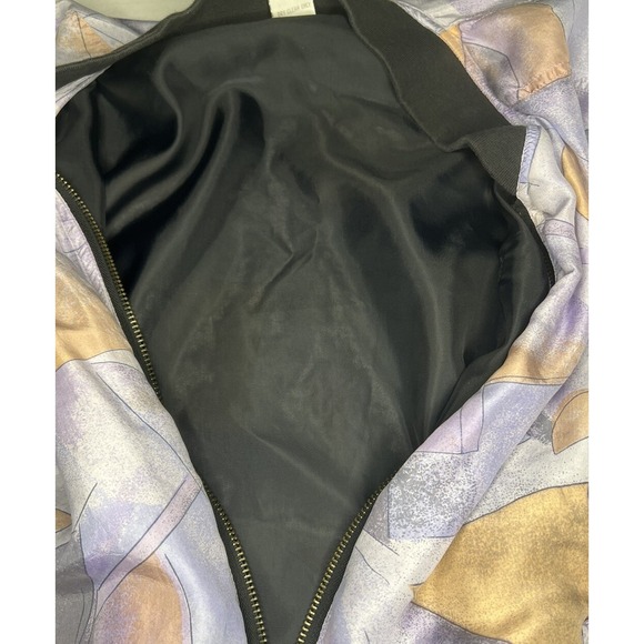 VTG Robert Stock Womens Multi Color 100% Silk Full Zip Jacket Size M - Picture 4 of 6